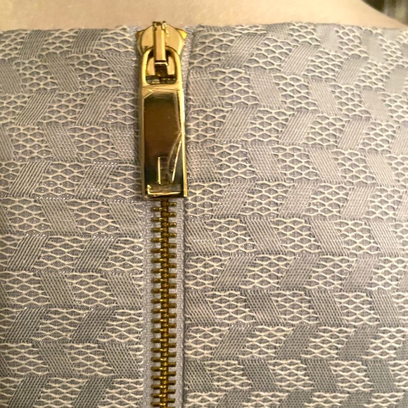 TED BAKER DENAI SILVER/BLUE JACQUARD FIT AND FLARE DRESS US SIZE 4 - Picture 8 of 12